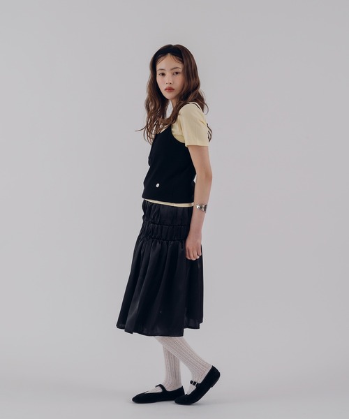 MUHET(ミュエータ)の「satin gather skirt / サテンギャザースカート(スカート・レディース・ブラック/アイボリー・MEDIUM/LARGE)」の16枚目の写真