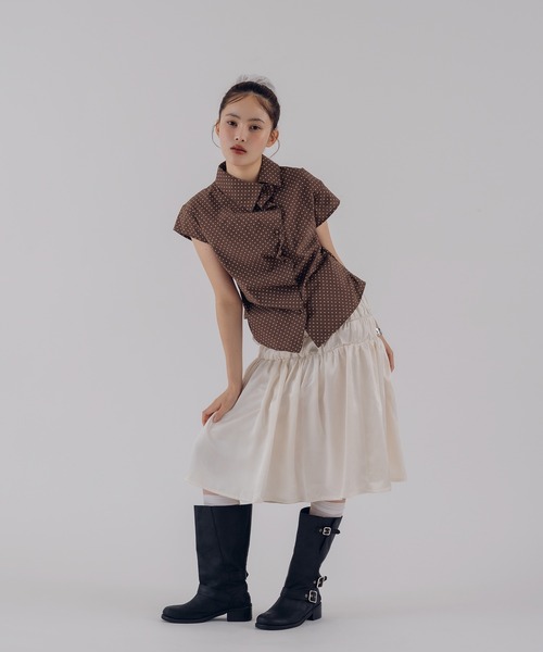 MUHET(ミュエータ)の「satin gather skirt / サテンギャザースカート(スカート・レディース・ブラック/アイボリー・MEDIUM/LARGE)」の8枚目の写真