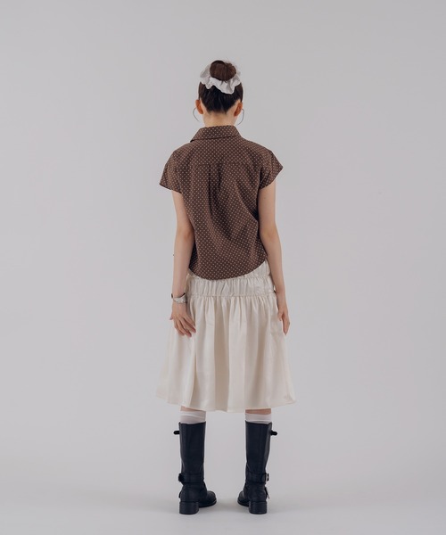 MUHET(ミュエータ)の「satin gather skirt / サテンギャザースカート(スカート・レディース・ブラック/アイボリー・MEDIUM/LARGE)」の9枚目の写真