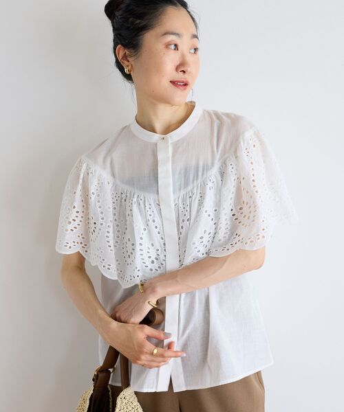 le.coeur blanc(ルクールブラン)の「カットワークレースブラウス(シャツ/ブラウス・レディース・ホワイト/ブラック・38)」の4枚目の写真