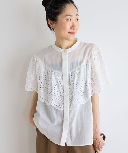 le.coeur blanc(ルクールブラン)の「カットワークレースブラウス(シャツ/ブラウス・レディース・ホワイト/ブラック・38)」の5枚目の写真