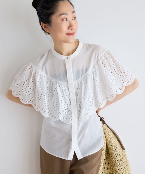 le.coeur blanc(ルクールブラン)の「カットワークレースブラウス(シャツ/ブラウス・レディース・ホワイト/ブラック・38)」の6枚目の写真