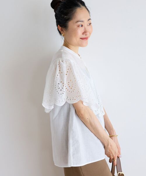le.coeur blanc(ルクールブラン)の「カットワークレースブラウス(シャツ/ブラウス・レディース・ホワイト/ブラック・38)」の7枚目の写真