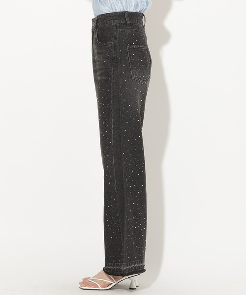 AND COUTURE（アンドクチュール）の「ラインストーンフレアデニムパンツ（デニムパンツ・レディース・ブラック/ブルー・SMALL/MEDIUM）」の12枚目の写真
