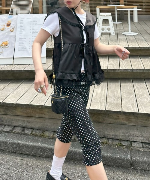 Alley Tokyo(アリートーキョー)の「パイピング&レースカプリパンツ(その他パンツ・レディース・ホワイト系/ブラック系/ブラック・FREE)」の12枚目の写真