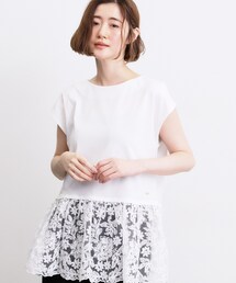 grove | 【体型カバー】刺繍チュールレースドッキングカットソー(Tシャツ/カットソー)