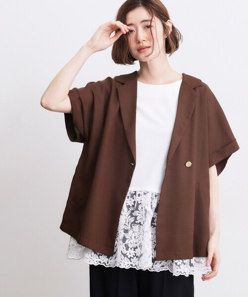 grove(グローブ)の「【体型カバー】刺繍チュールレースドッキングカットソー(Tシャツ/カットソー・レディース・ブラック/オフホワイト/ブラウン系その他・01/05/04/03/02)」の5枚目の写真