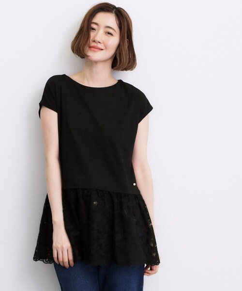 grove(グローブ)の「【体型カバー】刺繍チュールレースドッキングカットソー(Tシャツ/カットソー・レディース・ブラック/オフホワイト/ブラウン系その他・01/05/04/03/02)」の8枚目の写真