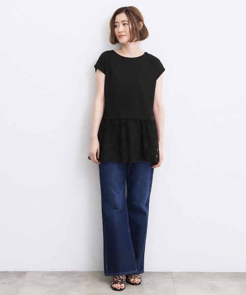 grove(グローブ)の「【体型カバー】刺繍チュールレースドッキングカットソー(Tシャツ/カットソー・レディース・ブラック/オフホワイト/ブラウン系その他・01/05/04/03/02)」の9枚目の写真