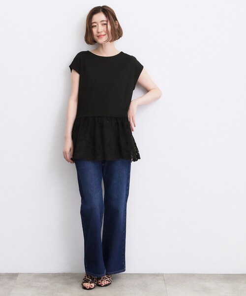 grove(グローブ)の「【体型カバー】刺繍チュールレースドッキングカットソー(Tシャツ/カットソー・レディース・ブラック/オフホワイト/ブラウン系その他・01/05/04/03/02)」の10枚目の写真