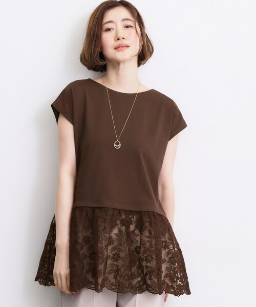 grove(グローブ)の「【体型カバー】刺繍チュールレースドッキングカットソー(Tシャツ/カットソー・レディース・ブラック/オフホワイト/ブラウン系その他・01/05/04/03/02)」の12枚目の写真