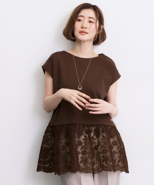 grove(グローブ)の「【体型カバー】刺繍チュールレースドッキングカットソー(Tシャツ/カットソー・レディース・ブラック/オフホワイト/ブラウン系その他・01/05/04/03/02)」の13枚目の写真