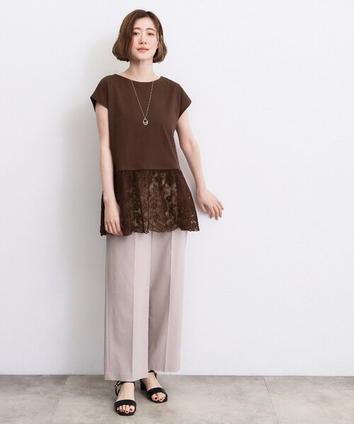 grove(グローブ)の「【体型カバー】刺繍チュールレースドッキングカットソー(Tシャツ/カットソー・レディース・ブラック/オフホワイト/ブラウン系その他・01/05/04/03/02)」の14枚目の写真