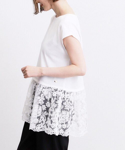 grove(グローブ)の「【体型カバー】刺繍チュールレースドッキングカットソー(Tシャツ/カットソー・レディース・ブラック/オフホワイト/ブラウン系その他・01/05/04/03/02)」の17枚目の写真