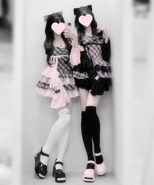 OLIVE des OLIVE（オリーブデオリーブ）の「【インフルエンサー企画】miko ribbon check onepiece（ワンピース・レディース・ピンク/ブラック・FREE）」の15枚目の写真