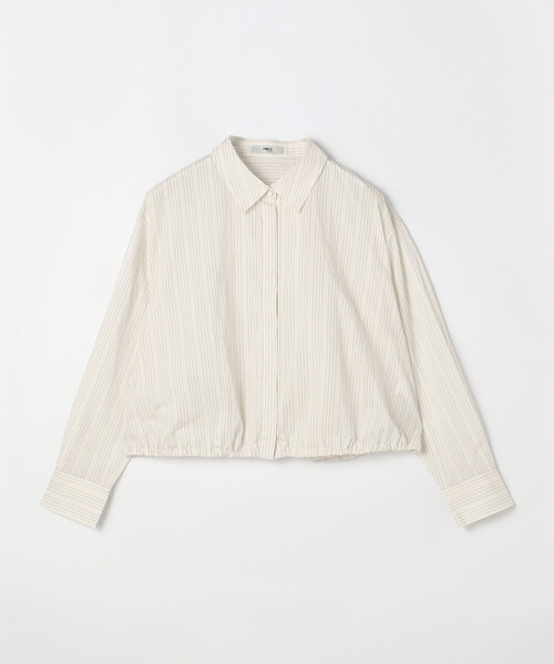 COMME CA(コムサ)の「〔 TALLサイズ 〕 コットンナイロンストライプ クロップドシャツ(シャツ/ブラウス・レディース・ホワイト系その他/サックスブルー・15号)」の2枚目の写真