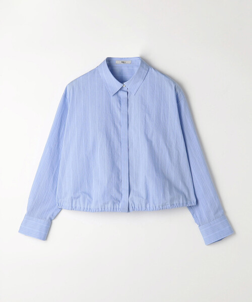 COMME CA(コムサ)の「〔 TALLサイズ 〕 コットンナイロンストライプ クロップドシャツ(シャツ/ブラウス・レディース・ホワイト系その他/サックスブルー・15号)」の7枚目の写真