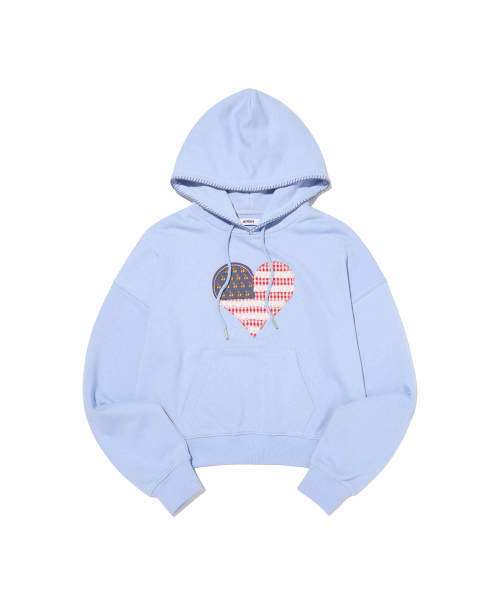 KIRSH（キルシー）の「チェリー USA ハート アプリケ クロップフードパーカー [ライトスカイ]（パーカー・レディース・その他・FREE）」の2枚目の写真