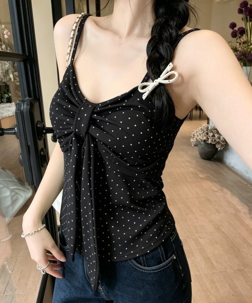 Miniministore(ミニミニストア)の「ドット柄キャミソール カップ付き 夏服(キャミソール・レディース・グレー/ブラック/ホワイト・FREE)」の18枚目の写真