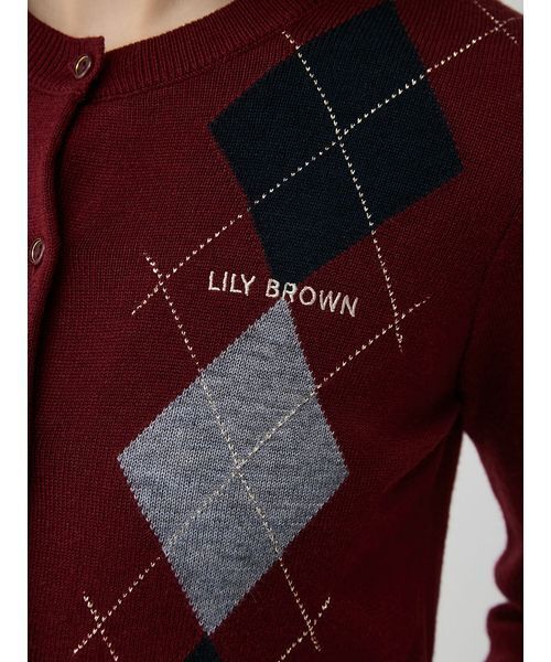 LILY BROWN(リリーブラウン)の「アーガイルニットカーディガン(カーディガン/ボレロ・レディース・ピンク/グレー/ボルドー・F)」の15枚目の写真