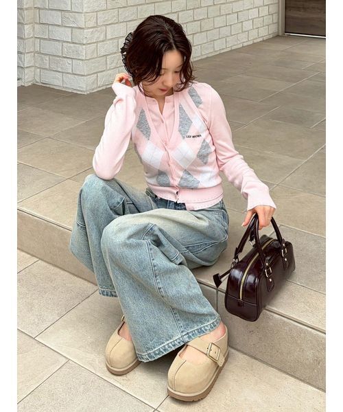 LILY BROWN(リリーブラウン)の「アーガイルニットカーディガン(カーディガン/ボレロ・レディース・ピンク/グレー/ボルドー・F)」の21枚目の写真