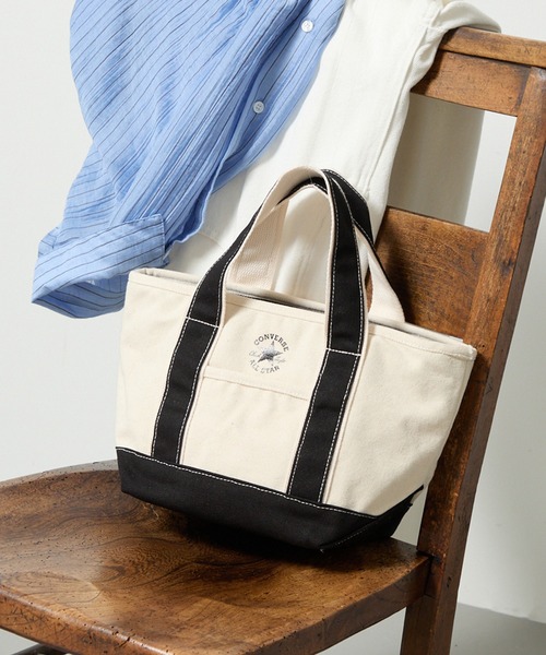 CONVERSE(コンバース)の「【CONVERSE】CV CANVAS S TOTE BAG(トートバッグ・レディース・ネイビー/ブラック系1/ブラック・FREE)」の1枚目の写真