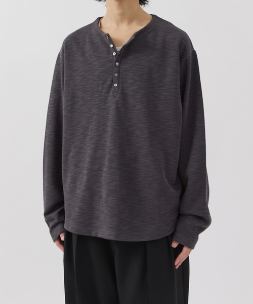 Lui's(ルイス)の「スラブヘンリーネックロンT(Tシャツ/カットソー・メンズ・ブラック/グレー/ホワイト・FREE)」の3枚目の写真