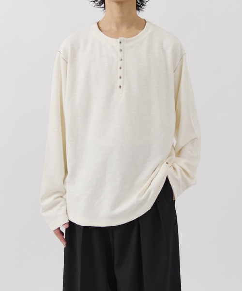 Lui's(ルイス)の「スラブヘンリーネックロンT(Tシャツ/カットソー・メンズ・ブラック/グレー/ホワイト・FREE)」の1枚目の写真
