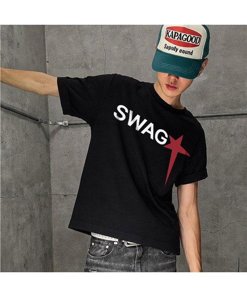 GRAVER ORDINARY（グレイバーオーディナリー）の「[ODNR UNISEX]SWAGスター半袖Tシャツ_3カラー（Tシャツ/カットソー・レディース・ホワイト/ライトグレー/ブラック・SMALL/LARGE/MEDIUM）」の2枚目の写真