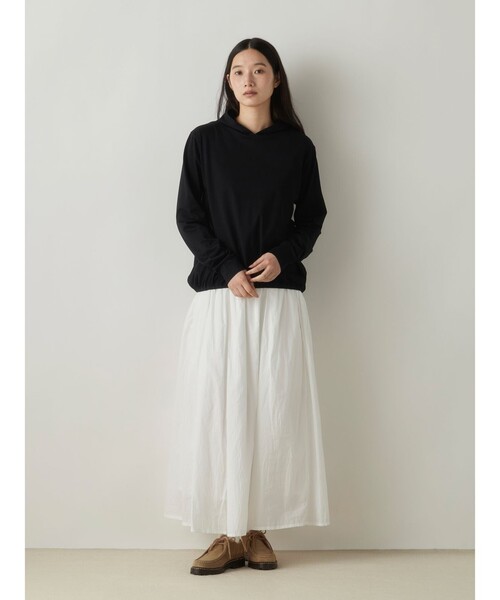 MidiUmi(ミディウミ)の「MidiUmi フード付きプルオーバー(Tシャツ/カットソー・レディース・ブラック/オフホワイト/ライトグレー・FREE)」の12枚目の写真