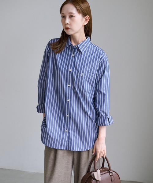 ROPE' PICNIC（ロペピクニック）の「オーセンティックシャツ/UVケア・イージーケア・リンクコーデ（シャツ/ブラウス・レディース・ネイビー系/ブラウン系/イエロー系/サックスブルー/オフホワイト/ベージュ/ピンク・FREE）」の8枚目の写真