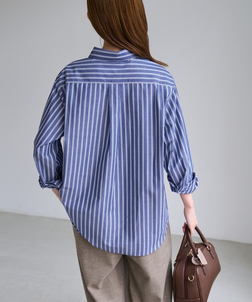 ROPE' PICNIC（ロペピクニック）の「オーセンティックシャツ/UVケア・イージーケア・リンクコーデ（シャツ/ブラウス・レディース・ネイビー系/ブラウン系/イエロー系/サックスブルー/オフホワイト/ベージュ/ピンク・FREE）」の9枚目の写真