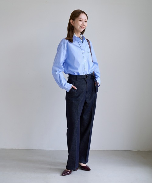 ROPE' PICNIC（ロペピクニック）の「オーセンティックシャツ/UVケア・イージーケア・リンクコーデ（シャツ/ブラウス・レディース・ネイビー系/ブラウン系/イエロー系/サックスブルー/オフホワイト/ベージュ/ピンク・FREE）」の11枚目の写真