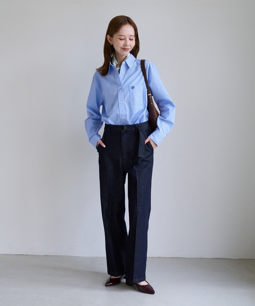 ROPE' PICNIC（ロペピクニック）の「オーセンティックシャツ/UVケア・イージーケア・リンクコーデ（シャツ/ブラウス・レディース・ネイビー系/ブラウン系/イエロー系/サックスブルー/オフホワイト/ベージュ/ピンク・FREE）」の12枚目の写真