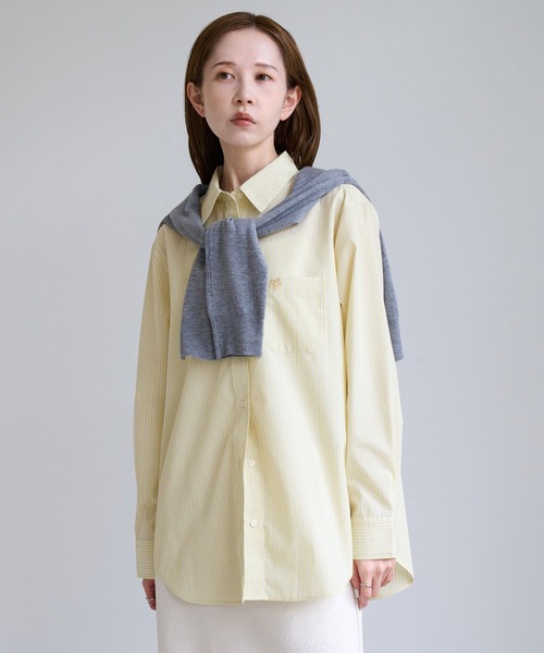 ROPE' PICNIC（ロペピクニック）の「オーセンティックシャツ/UVケア・イージーケア・リンクコーデ（シャツ/ブラウス・レディース・ネイビー系/ブラウン系/イエロー系/サックスブルー/オフホワイト/ベージュ/ピンク・FREE）」の18枚目の写真