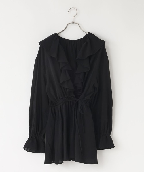 LOWRYS FARM（ローリーズファーム）の「フリルカシュクールブラウス　1061742（シャツ/ブラウス・レディース・ホワイト/アイボリー/ブラック・FREE）」の3枚目の写真