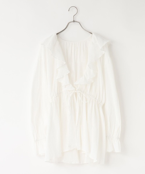 LOWRYS FARM（ローリーズファーム）の「フリルカシュクールブラウス　1061742（シャツ/ブラウス・レディース・ホワイト/アイボリー/ブラック・FREE）」の8枚目の写真