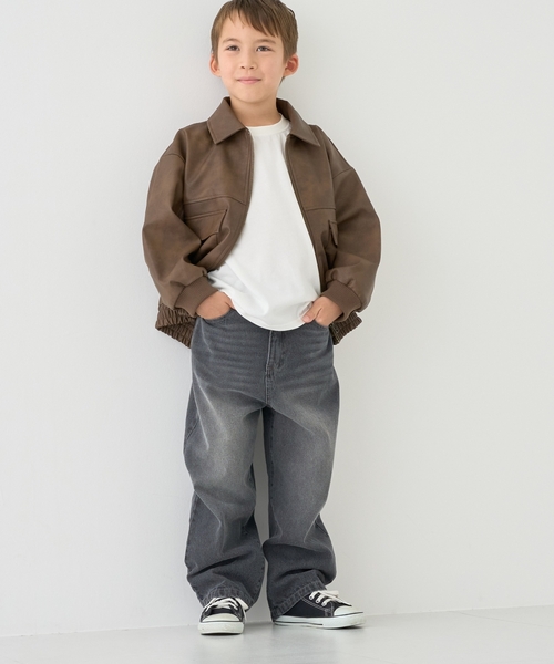 b・ROOM(ビールーム)の「【ともデニ】ルーズストレートパンツ【子供服】【キッズ】【男の子】(デニムパンツ・キッズ・ブラック/ネイビー・120cm/110cm/140cm/130cm)」の8枚目の写真