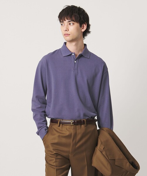 UNITED ARROWS（ユナイテッドアローズ）の「【別注】＜CONCHON QUINETTE＞ロングスリーブ ポロシャツ（ポロシャツ・メンズ・ネイビー/パープル/オフホワイト/ワイン・L/M）」の4枚目の写真