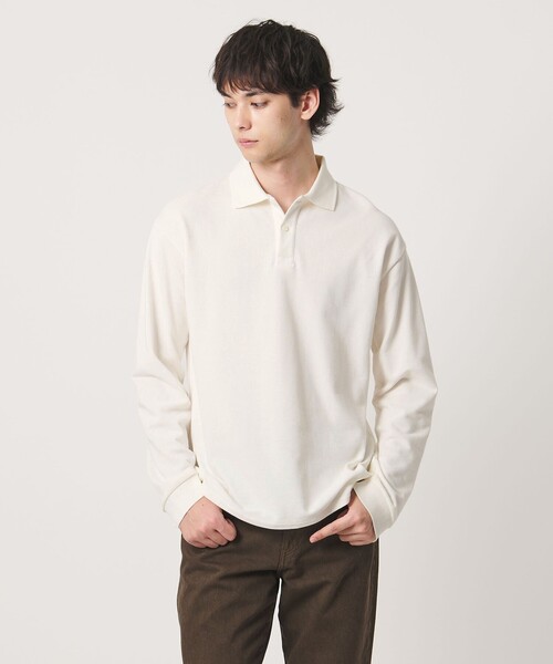 UNITED ARROWS（ユナイテッドアローズ）の「【別注】＜CONCHON QUINETTE＞ロングスリーブ ポロシャツ（ポロシャツ・メンズ・ネイビー/パープル/オフホワイト/ワイン・L/M）」の2枚目の写真
