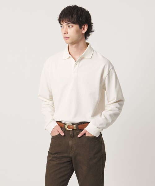 UNITED ARROWS（ユナイテッドアローズ）の「【別注】＜CONCHON QUINETTE＞ロングスリーブ ポロシャツ（ポロシャツ・メンズ・ネイビー/パープル/オフホワイト/ワイン・L/M）」の5枚目の写真