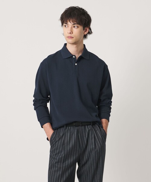 UNITED ARROWS（ユナイテッドアローズ）の「【別注】＜CONCHON QUINETTE＞ロングスリーブ ポロシャツ（ポロシャツ・メンズ・ネイビー/パープル/オフホワイト/ワイン・L/M）」の9枚目の写真