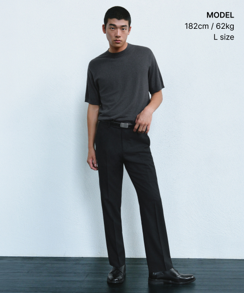 MUSINSA STANDARD（ムシンサスタンダード）の「[プラス] シルク&カシミヤブレンド 半袖ニット [グレー]（ニット/セーター・メンズ・その他・SMALL/MEDIUM/LARGE/X-LARGE/2XL）」の2枚目の写真
