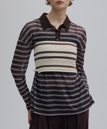 Ameri（アメリ）の「SHEER POLO & BARE SET TOP（Tシャツ/カットソー）」
