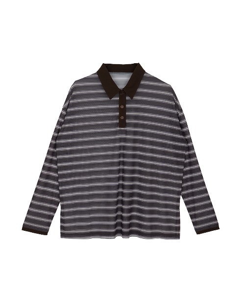 Ameri(アメリ)の「SHEER POLO & BARE SET TOP(Tシャツ/カットソー・レディース・ネイビー/ブラウン・FREE)」の22枚目の写真