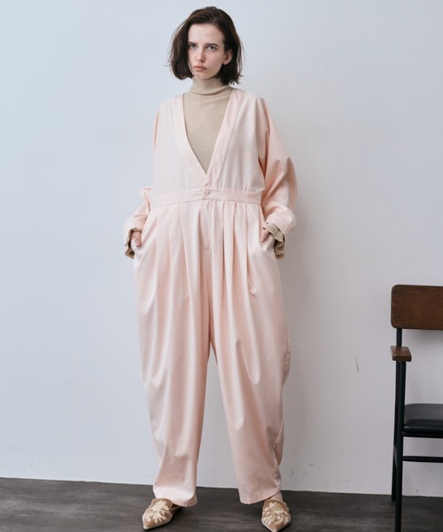 Libra Cue(リブラ キュー)の「2wayVネックオールインワン(つなぎ/オールインワン・レディース・ブラック/ピンク・2/1)」の12枚目の写真