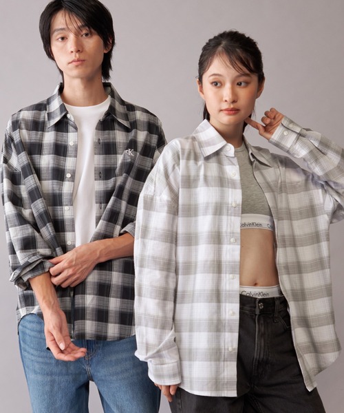 Calvin Klein(カルバン・クライン)の「【ZOZO限定】リラックスフィット チェック ロングスリーブシャツ(シャツ/ブラウス・メンズ・ブラック/ホワイト・S/M/XL/L)」の15枚目の写真