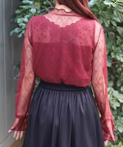 axes femme(アクシーズファム)の「マットリボンチュールインナー(Tシャツ/カットソー・レディース・ワイン/ブラック/ホワイト・FREE)」の6枚目の写真