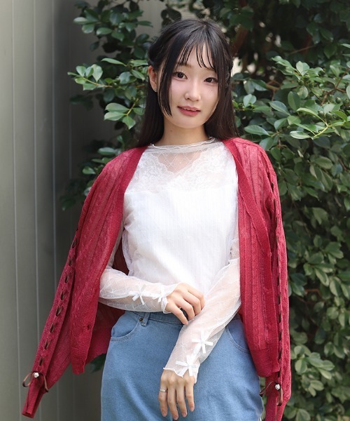 axes femme(アクシーズファム)の「マットリボンチュールインナー(Tシャツ/カットソー・レディース・ワイン/ブラック/ホワイト・FREE)」の10枚目の写真