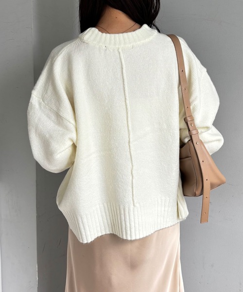COLLAGE GALLARDAGALANTE（コラージュガリャルダガランテ）の「イージーケア/ヤクライククルーネックニット/ZOZO限定（ニット/セーター・レディース・レッド/チャコールグレー/ブラウン/サックスブルー/オフホワイト・FREE）」の9枚目の写真